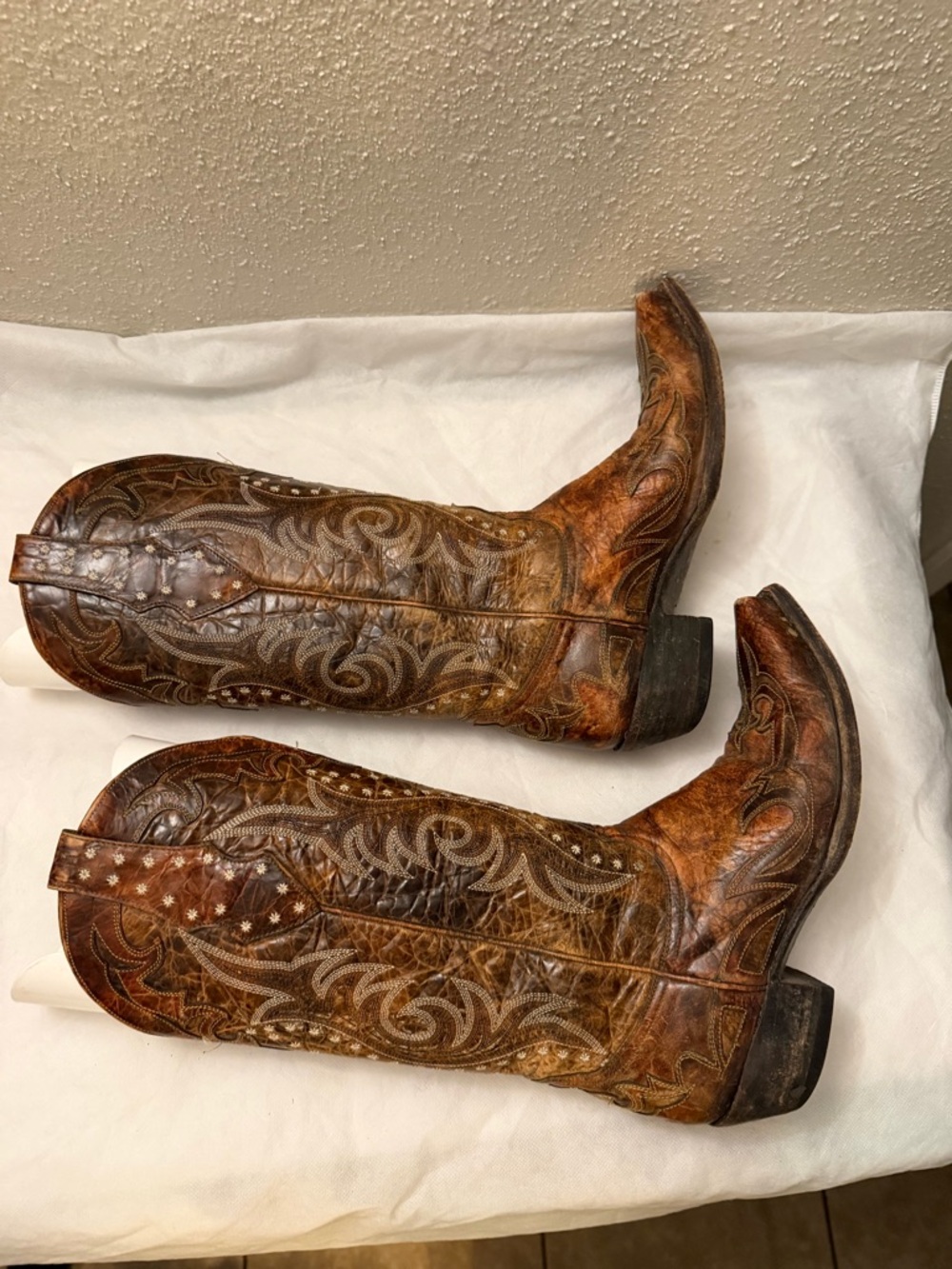 Old Gringo Tan Embroidered Leather Cowboy Boots, pre-owned, Sz7 - Picture 16 of 16